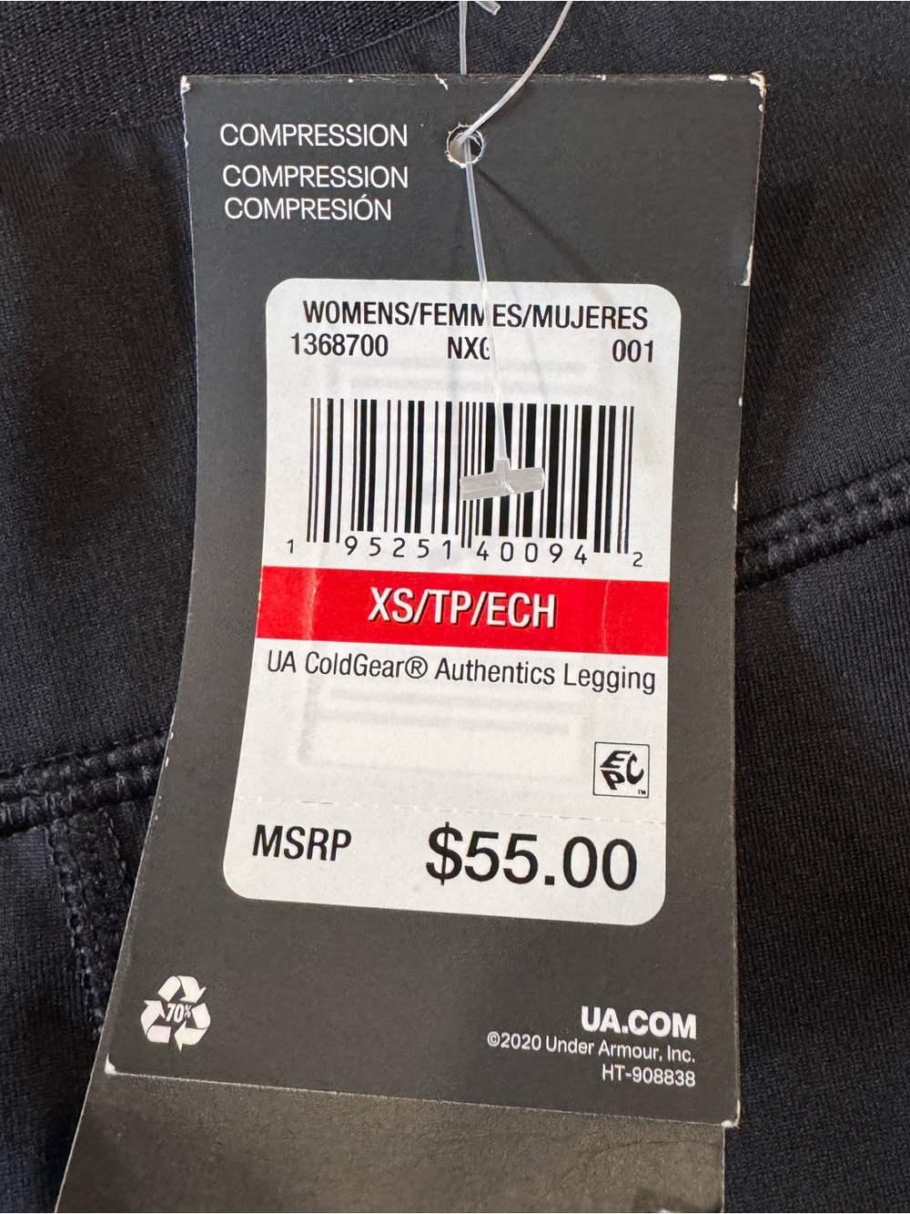 NWT Under Armour UA Women's ColdGear Authentics Leggings in Black Sz XS - Picture 6 of 11